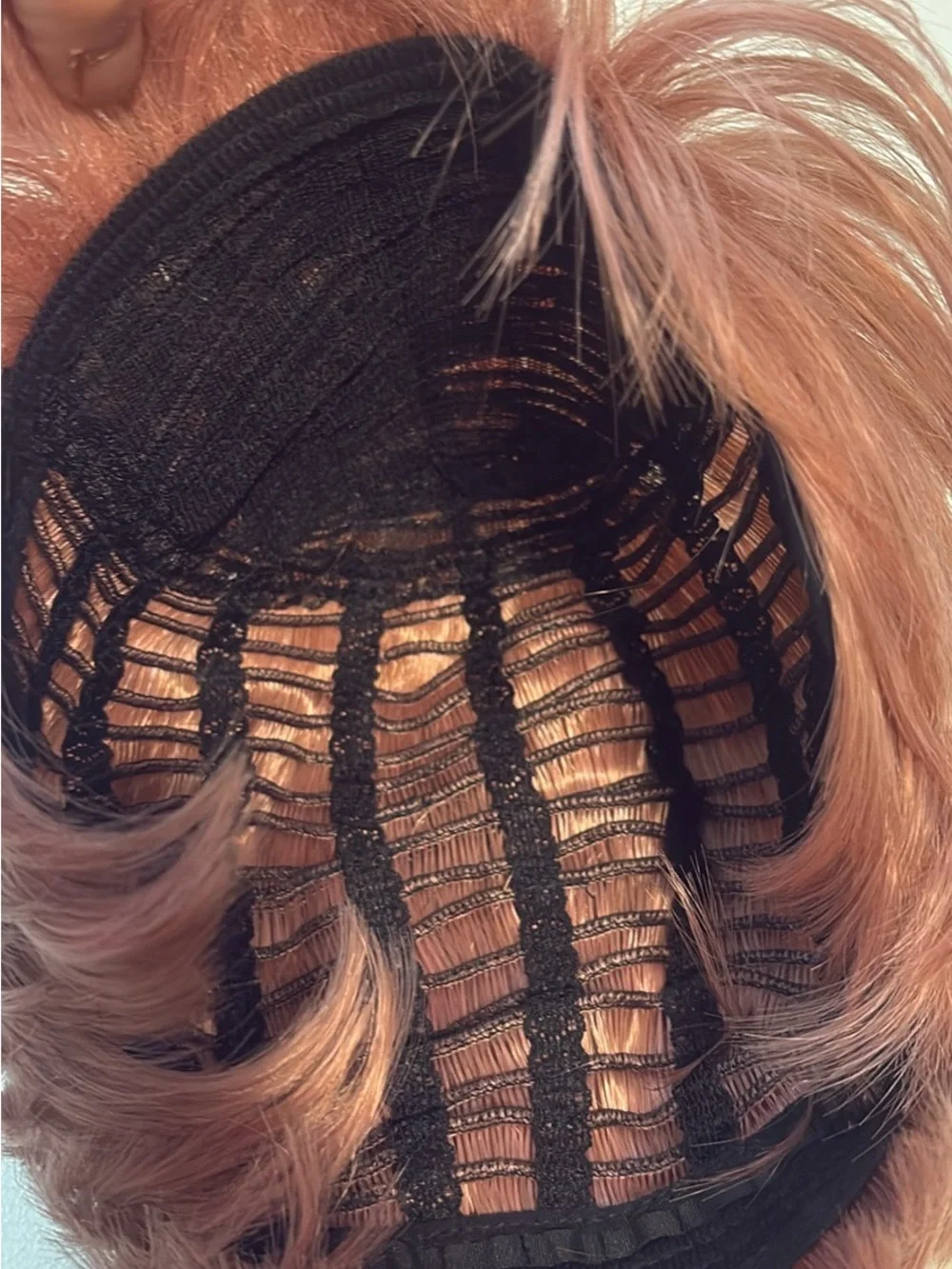 Short Layered Women's Wig in Rose Goldcute pink pixie wig